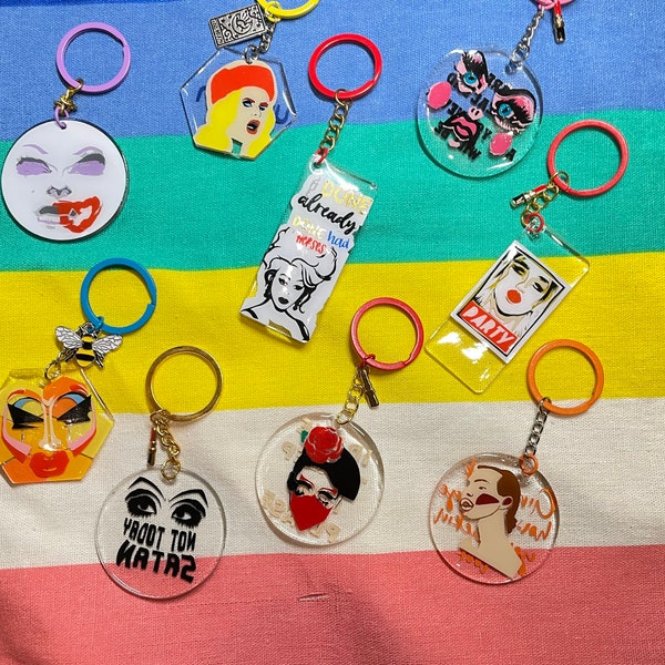 Drag Race queens keyrings! A celebration of some of the greatest drag queens on RuPaul's Drag Race herstory!