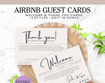Airbnb Welcome and Thank You Card Bundle, Airbnb Host Card, Airbnb Welcome Card Template, Airbnb Host Thank You Card, Airbnb Guest Cards