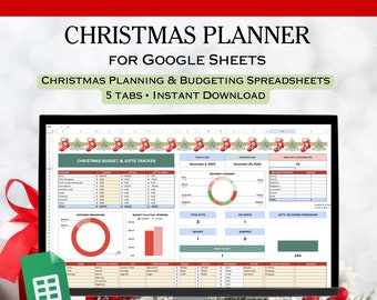 Christmas Planner Spreadsheet Google Sheets, Christmas Gift Spreadsheet Template, Christmas Budget Budget Planner Google Sheets