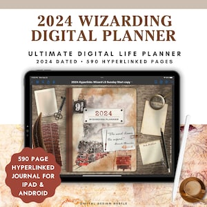 2024 World Of Wizards Digital Planner, 2024 Hyperlinked Digital Life Planner, Wizard-Themed Planner, Neurodivergent Planner,