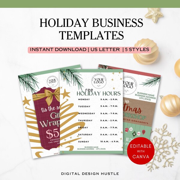 Holiday Hours Sign Template Etsy