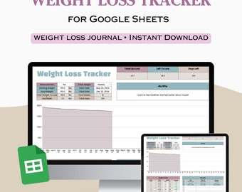 Weight Loss Tracker Google Sheets, Medical Weight Loss Google Sheets,Weight Tracker Rewards,Weigh-in Chart,Weight Loss Journal