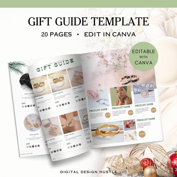 Christmas Gift Guide Template, Catalog Template, Editable Holiday Gift Guide Template, Canva Gift Guide Template, LTK Template