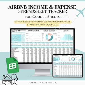 Airbnb Budget Tracker, Airbnb Income Tracker, Airbnb Expense Tracker Template,Short-Term Rental Spreadsheet,AirBnB Spreadsheet Google Sheets