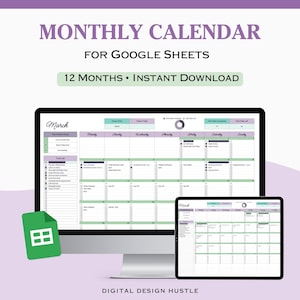 Google Sheets Monthly Calendar, 2024 Calendar, Smart Calendar Google Sheets Template, Monthly Planner Spreadsheet, Calendar 2024