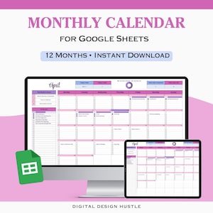 Google Sheets Monthly Calendar, Monthly Calendar Of Events Google Sheets,Smart Calendar Google Sheets Template,Monthly Planner Spreadsheet,