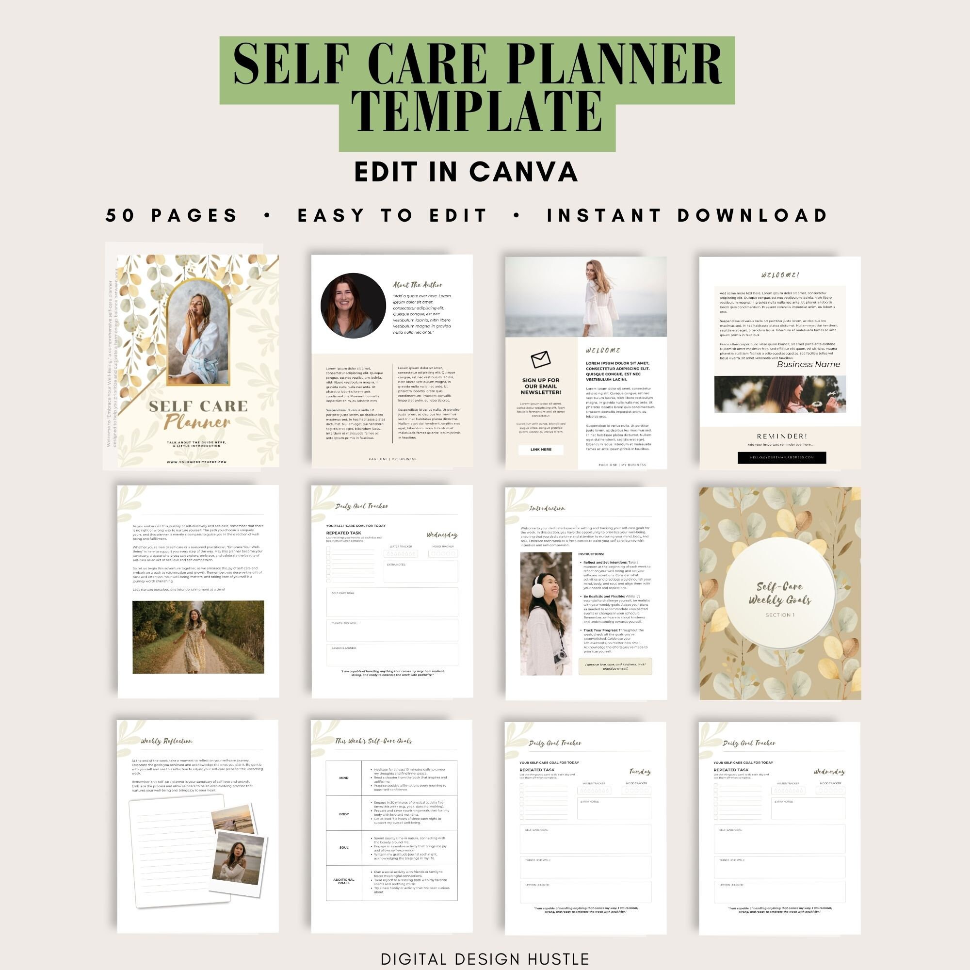 Self Care Planner Canva Template, Self Care Ebook Planner, Self Care ...