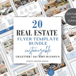 Real Estate Flyer Bundle, Open House Flyer, Real Estate Marketing Templates, Real Estate Flyers Canva Templates, Real Estate Mailer Template