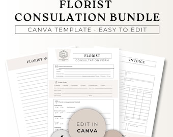 Florist Consultation Form Bundle, Floral Intake Form, Wedding Florist Consultation Form, florist invoice template, Event Florist Forms