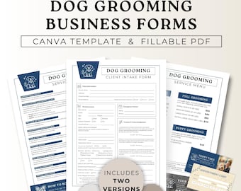 Dog Grooming Business Forms Bundle,Pet Groomer Client Intake Form,Dog Grooming Price List, Appointment Card, Pet Grooming Waiver Form