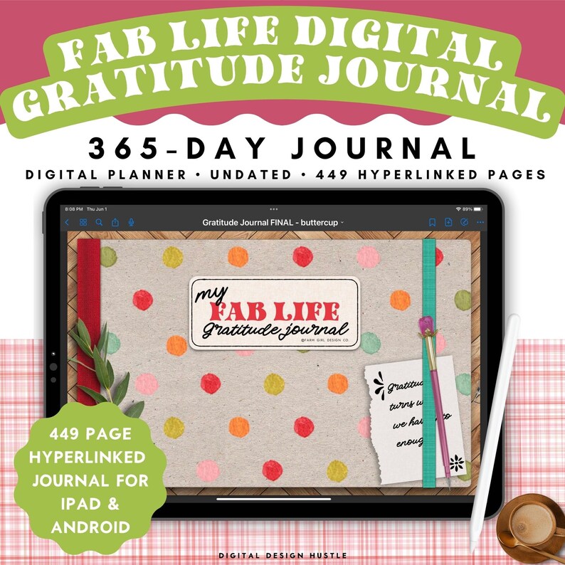 Digital Gratitude Journal, Daily Gratitude Journal, Reflection Journal