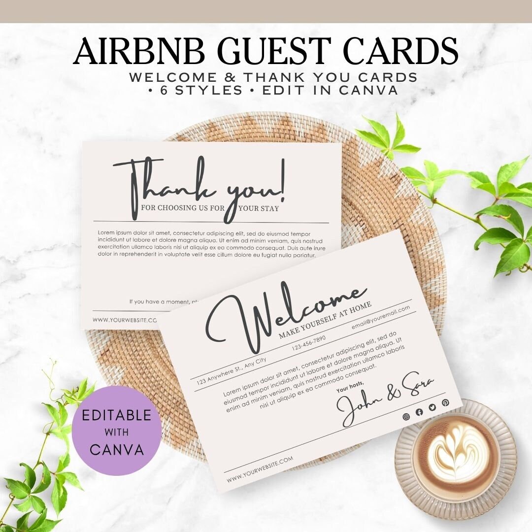 Airbnb Welcome And Thank You Card Bundle Airbnb Host Card Airbnb 