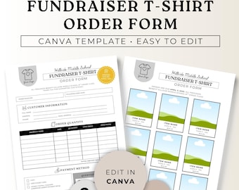 Fundraiser T-Shirt Order Form Template Editable in Canva, School PTA PTO Shirt Order Sheet, Team Fundraiser Printable, Spiritwear Order Form