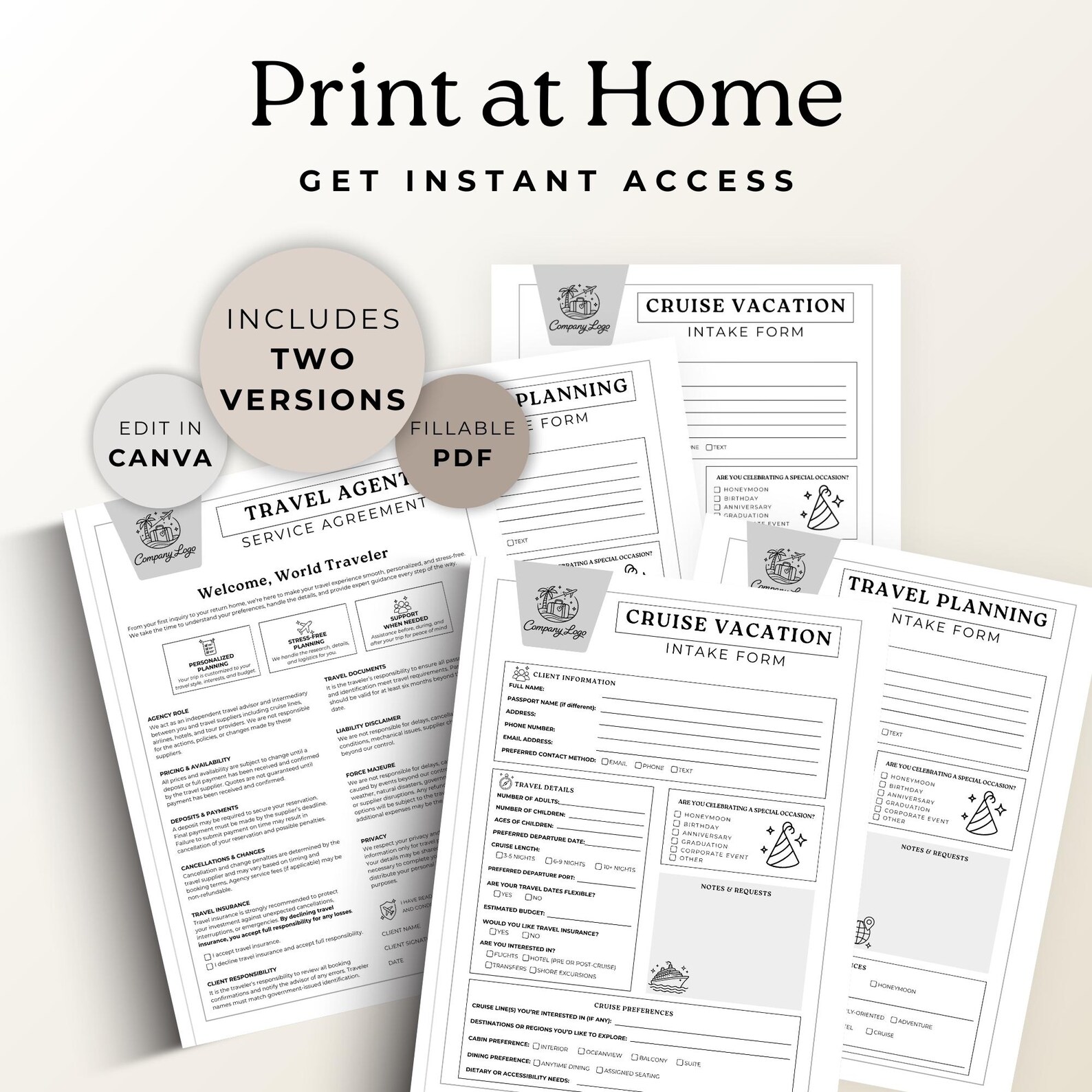 Travel Agency Client Intake Form Example.pdf Travel Agent Client Intake Form Bundle, Cruise Travel Quote Forms ...