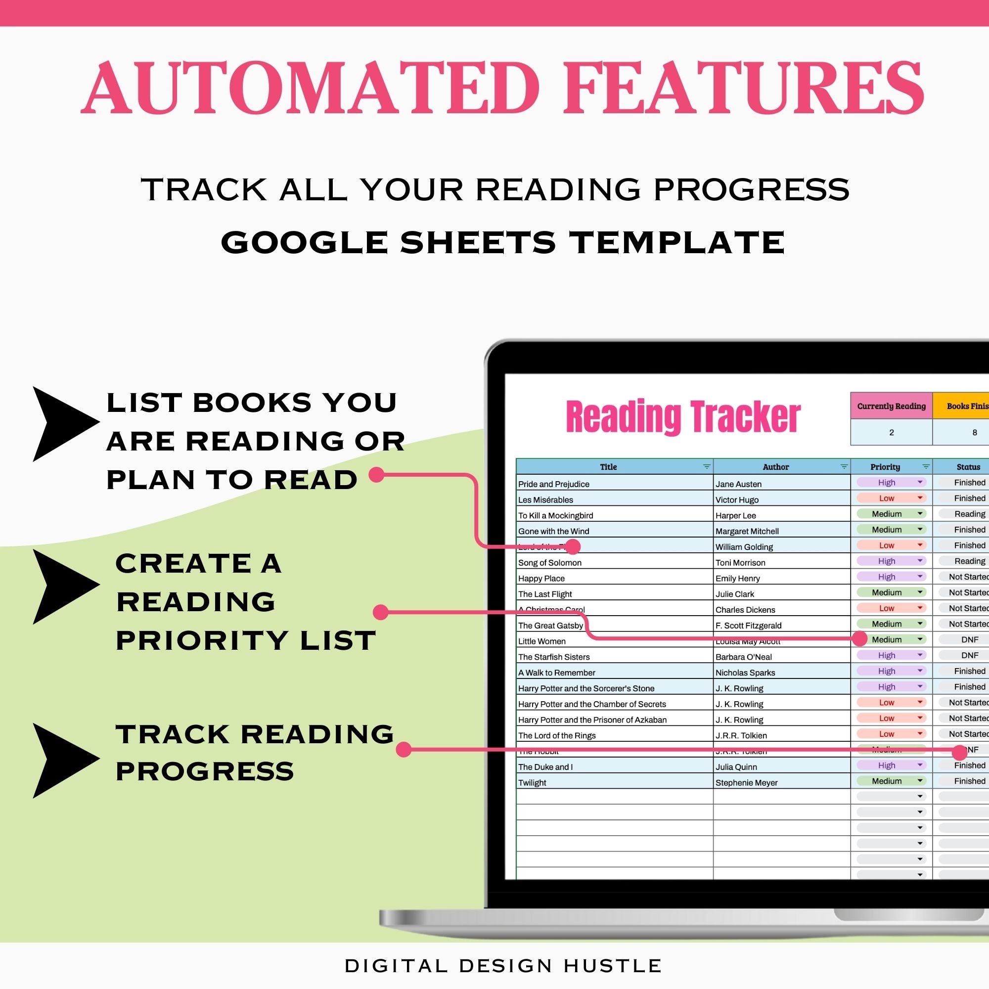 Google Sheets Reading Tracker, Book Series Tracker Google Sheetsbook ...