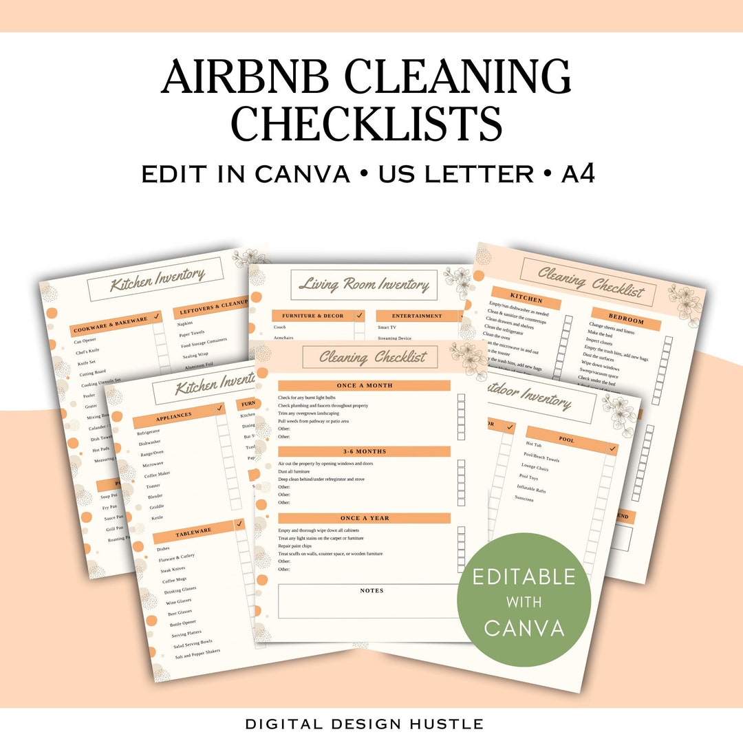 Printable Airbnb Cleaning Checklist PDF Airbnb Host Bundle Airbnb