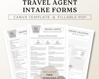 Travel Agent Client Intake Form Bundle, Cruise Travel Quote Forms, Canva Editable Travel Planning Forms, Travel Service Agreement PDF