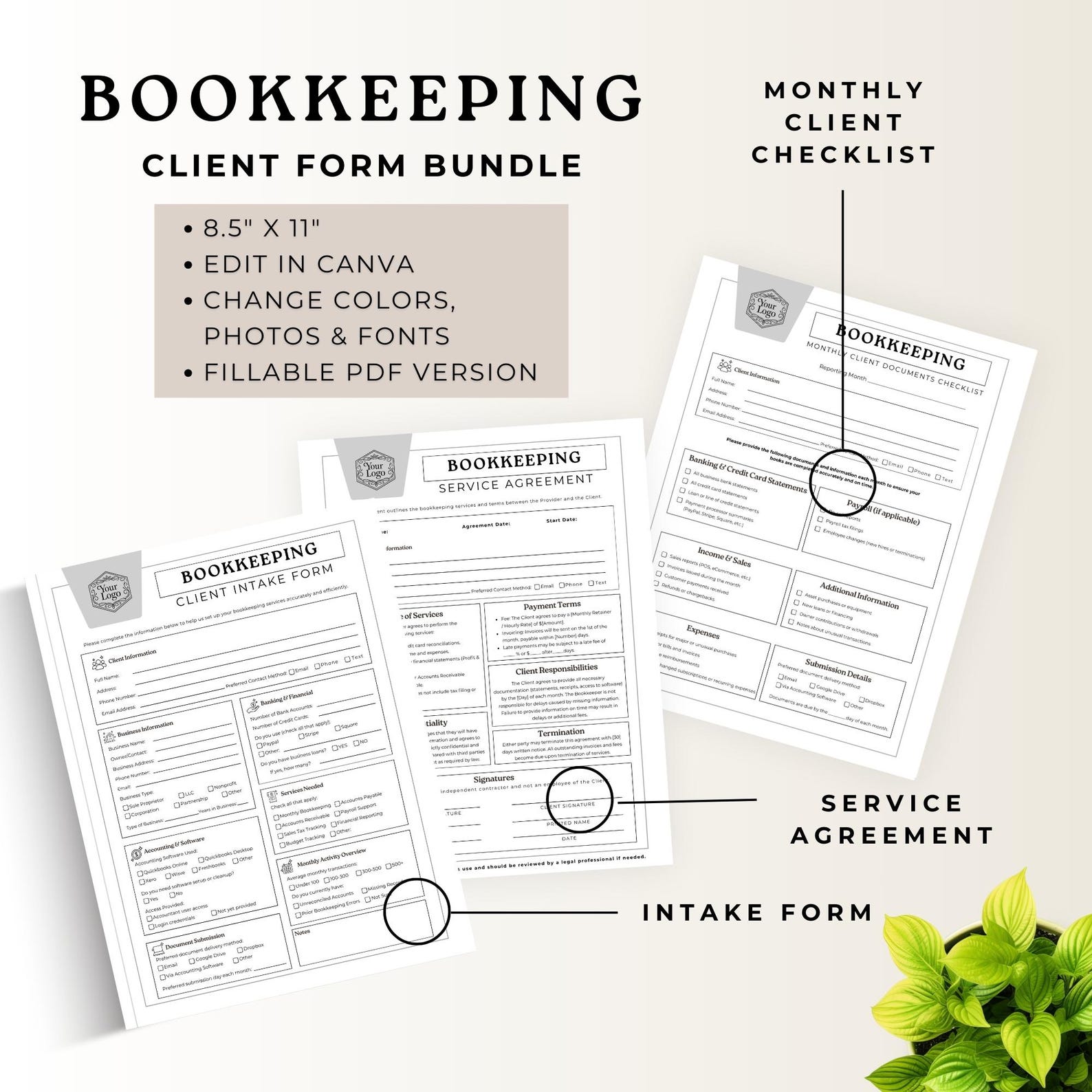 Bookkeeper Client Onboarding Kit, Bookkeeping Client Forms Bundle Canva ...