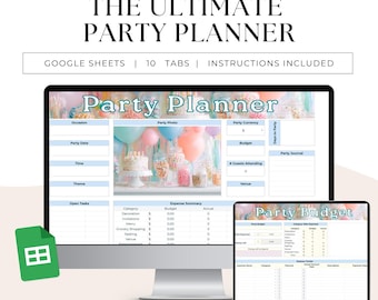 Digital Event Planner Spreadsheet, Google Sheets Birthday Planner, Party Planning Spreadsheet, Birthday Party Planning Spreadsheet