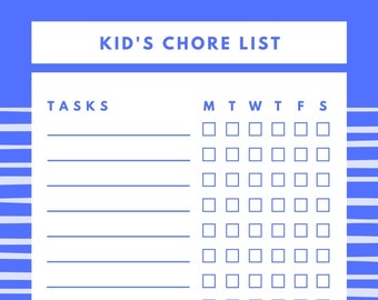 Kid's Chore List - Blue