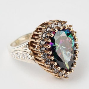 Handmade Women's Ring, Mystic Topaz Ring, Turkish Handmade Ring, Ladies Ring, Ottoman Women Ring, Ladies Ring, 925k Sterling Silver Ring