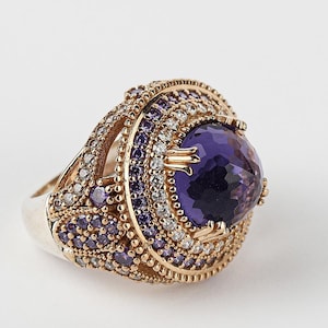 Amethyst Ring, Handmade Women's Ring, Turkish Handmade, Silver Ladies Ring, Ottoman Ring, Authentic, Ladies Ring, 925k Sterling Silver Ring