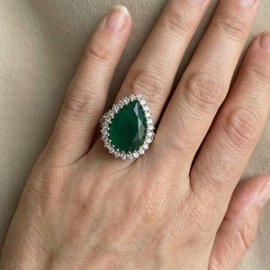 Handmade Ottoman Emerald Ring, Hurrem Ring, Mid-Century Style Statement Jewelry, Gift for Her