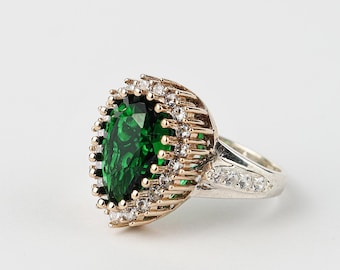 Handmade Emerald Ring: Ottoman 925k Sterling Silver Ring