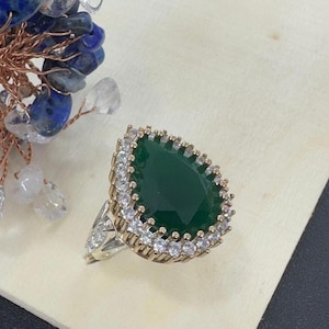 Authentic Women's Ring,Emerald Hurrem Ring,Ottoman Women's Ring,Turkish Handmade Ring,Authentic Silver Jewelry,Gift For Women,Gift For Mom