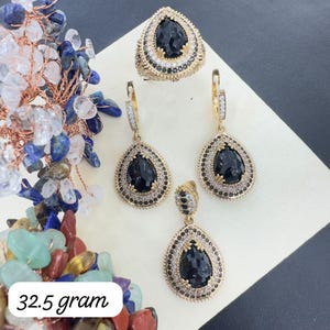 Onyx Set, Authentic Set, Handmade Set Women, Turkish Handmade, Ladies Jewelry Set, Earring, Pendant, Ladies Set, 925k Sterling Silver