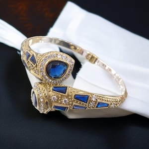Sapphire Bracelet, Ottoman Bracelet, Handmade Bracelet, Bangle Cuff, Turkish Handmade, Bangle Bracelet, Gift For Her, 925k Sterling Silver,