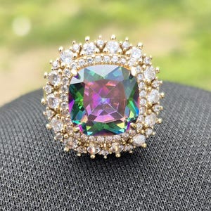 Handmade Women's Ring, Mystic Topaz Ring, Turkish Handmade Ring, Ladies Ring, Ottoman Women Ring, Ladies Ring, 925k Sterling Silver Ring