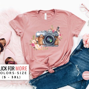 Camera Shirt for Photographer - Floral Camera T Shirt for Her - Photographer Shirt for Women - Gift for Photographer - Photography Gift Idea