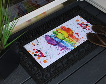 Summer Doormat, Seasonal Doormat, Fun Doormat, Rainbow Doormat, Bird Doormat, Colorful Doormat, Interchangeable Doormat