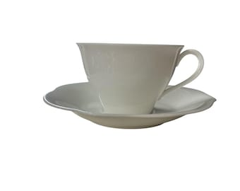 Villeroy  Boch Mira Cup Saucer White Porcelain Germany Classic Nancy Meyers