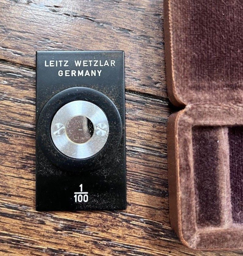 Optical Microscope Part Leitz Wetzlar Germany Reticle Target Optics Case image 2