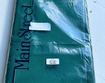 New Bardwil Linens Green Table Cloth Oblong 60x84 Main Street Seated 6-8 Cotton