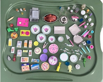 1996 Tyco Kitchen Littles Barbie Dollhouse Size Food Accessories Lot 92 Pieces