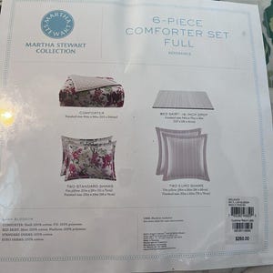 Brand New Martha Stewart Lush Blossom 6 Pc Full Comforter Set Floral Pink image 6
