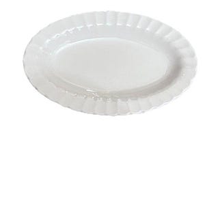 Vtg J &G MEAKIN Ironstone Small Oval Platter Dish Plate Scalloped Rim Edge