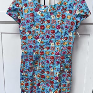 Robe midi en lin avec imprimé pour femmes en Bleu