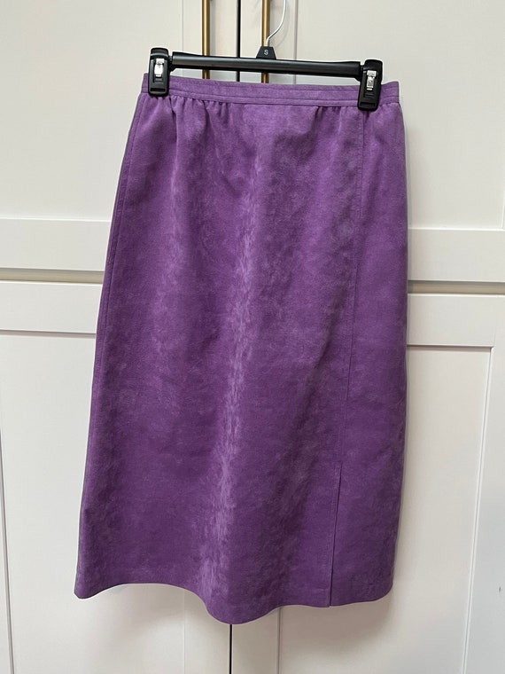 Vtg Abe Schrader Purple Faux Suede Pockets Skirt U