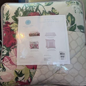 Brand New Martha Stewart Lush Blossom 6 Pc Full Comforter Set Floral Pink image 4