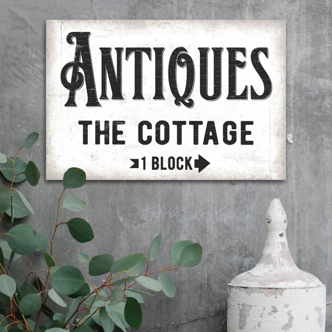 Custom Antiques Cottage Canvas Sign, Farmhouse Style - Etsy