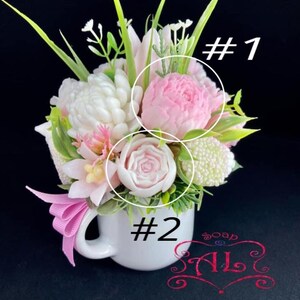 PIONIES - MINI #1,#2 - 3d floral silicone mold for Soap. Two things on one mold. Soap making supplies. Free shipping.