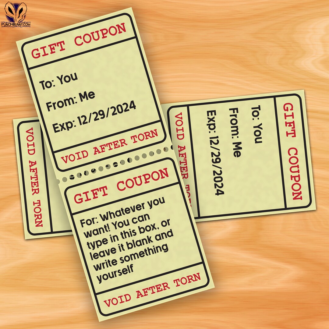 Tear off Ticket Gift Coupon, Certificate, Voucher - Editable ...