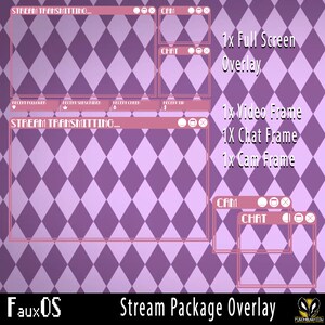 Faux OS Pink Purple Twitch Stream Package Overlay Cute