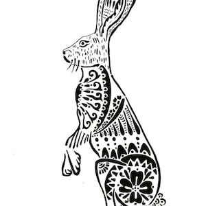 Rabbit Mandala Coloring Page Color Moon Animals Draw Drawing Paper Digital  File Download Adult Kids Education Art Project School Work 