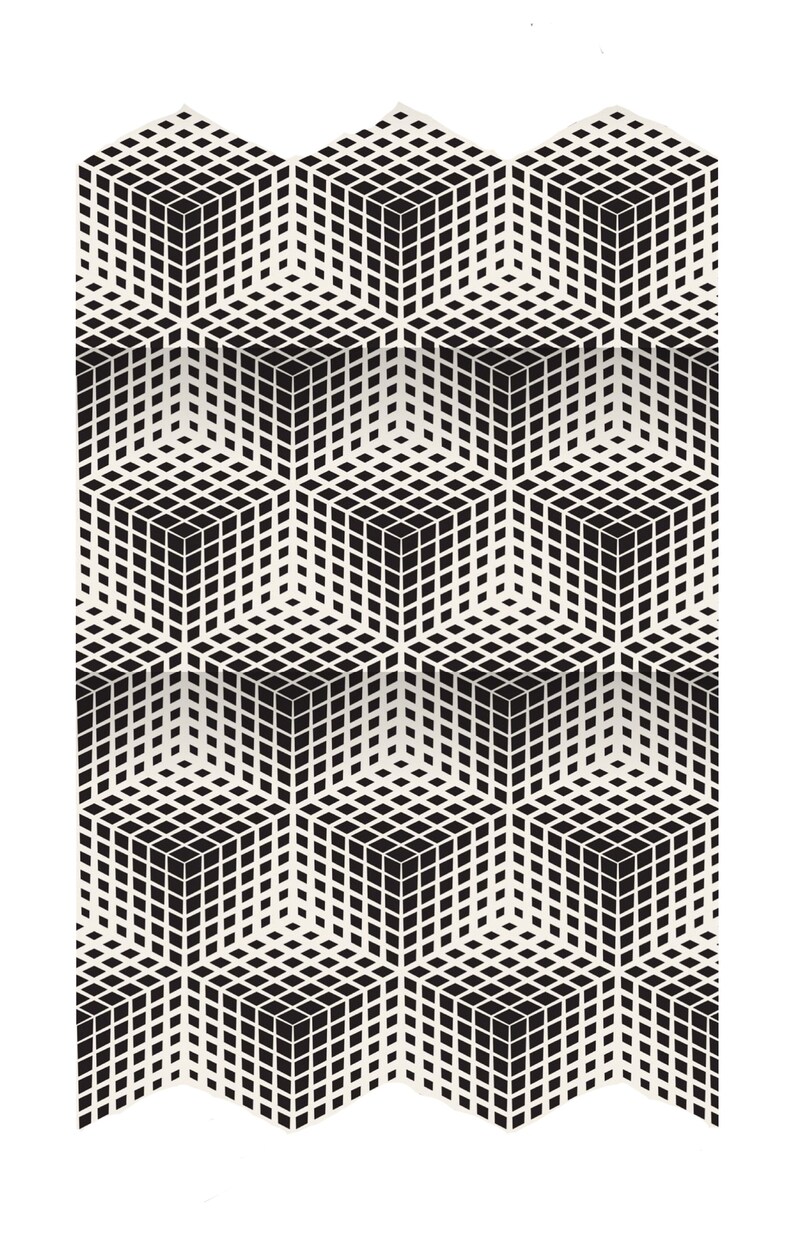 Geometric Fade Cube Pattern Stencil Etsy