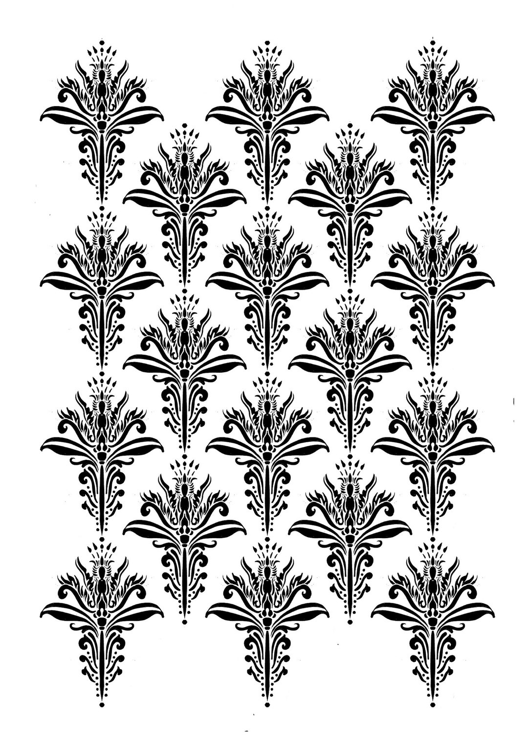 Art Deco Nouveau Flower Pattern Stencil - Etsy